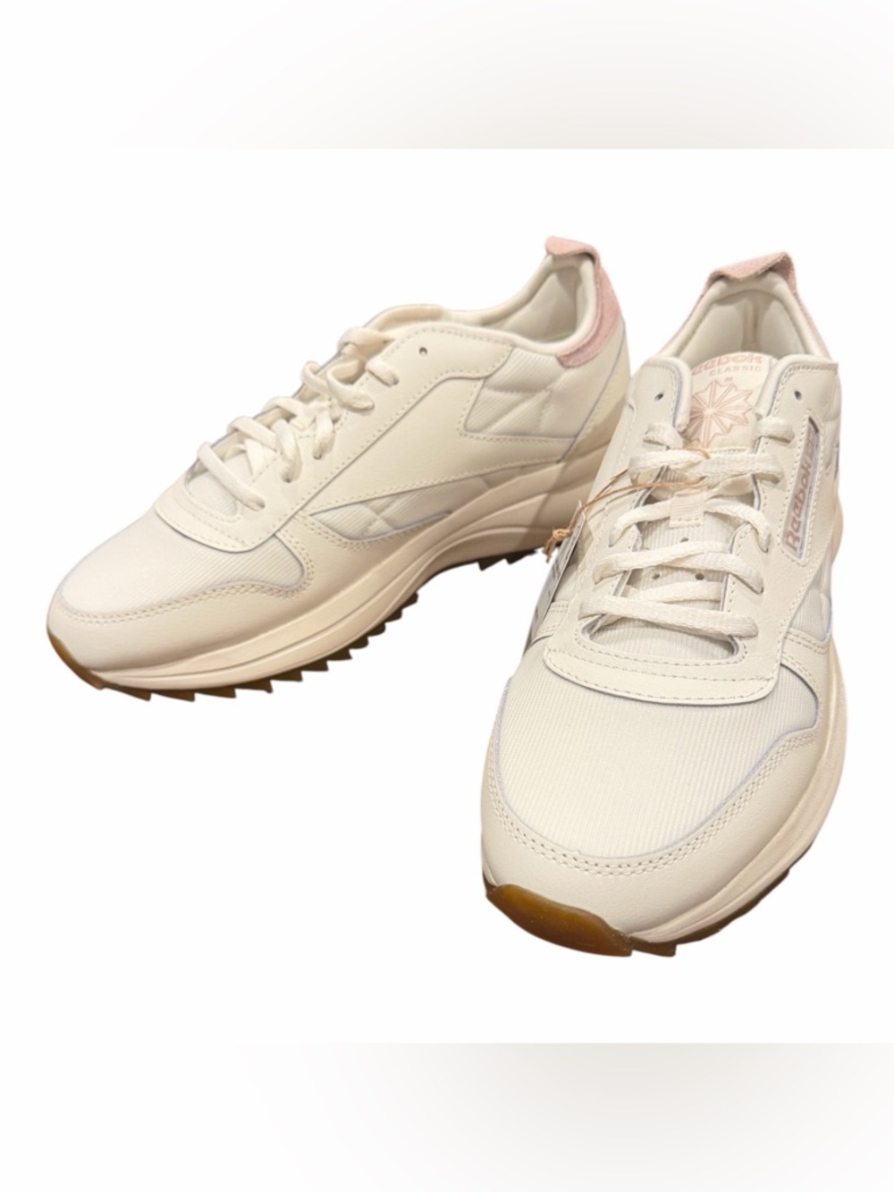 Reebok Women's White Sneakers with Pink Accents and Gum Outsole - Picture 9 of 11
